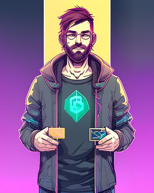 nvinkpunk male blockchain developer with the ether coin in his hand