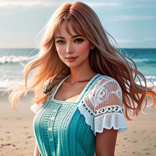  A girl, on the beach, smiling, standing on the grass, 4K quality. hyperrealistic, full body, detailed clothing, highly detailed, cinematic lighting, stunningly beautiful, intricate, sharp focus, f/1. 8, 85mm, (centered image composition), (professionally color graded), ((bright soft diffused light)), volumetric fog, trending on instagram, trending on tumblr, HDR 4K, 8K