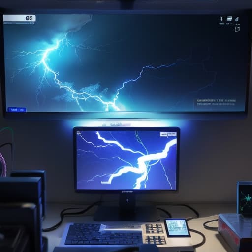  Neuron in the form of lightning on the control screen inside the onboard computer