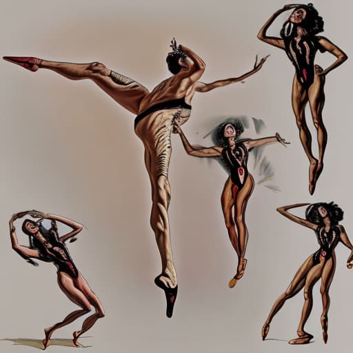  Crear a collage based on Salvador Dali style absoluta dancers pain, pasion, in a sketch