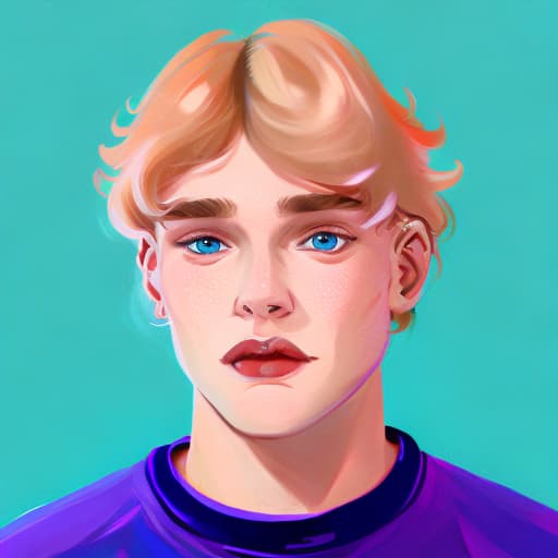 portrait+ style Russian queer twink blonde hunk dude face