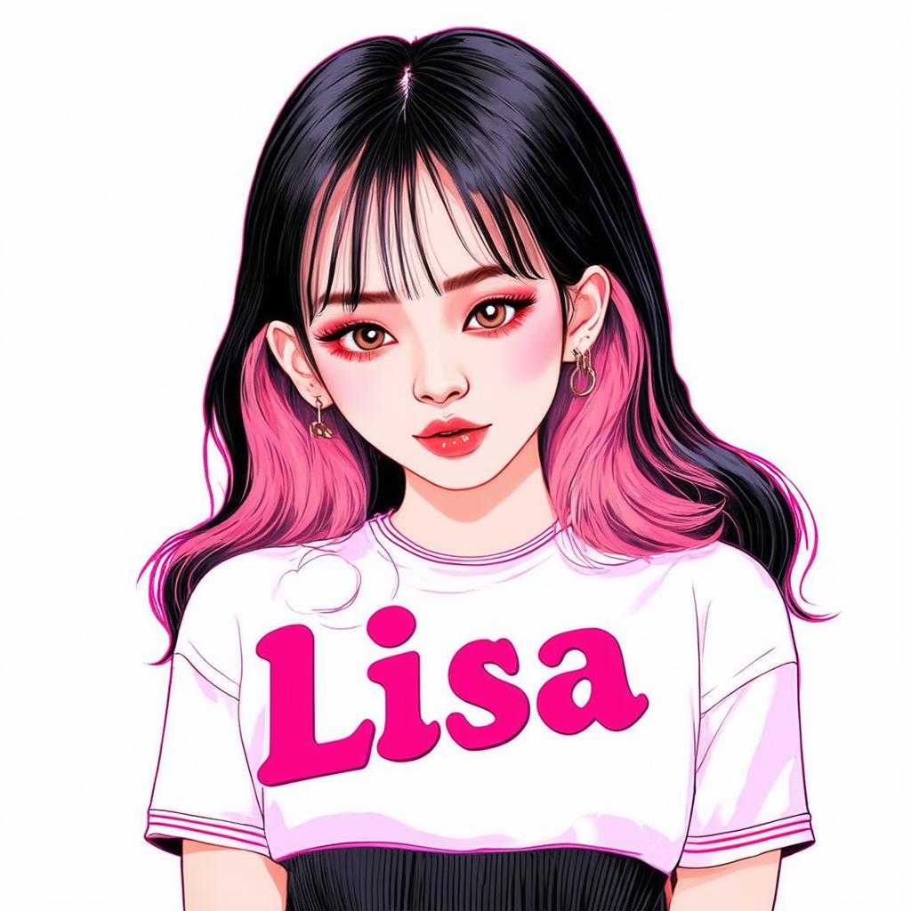  Lisa character, blackpink, cute, masterpiece, anime logo of text "Lisa"