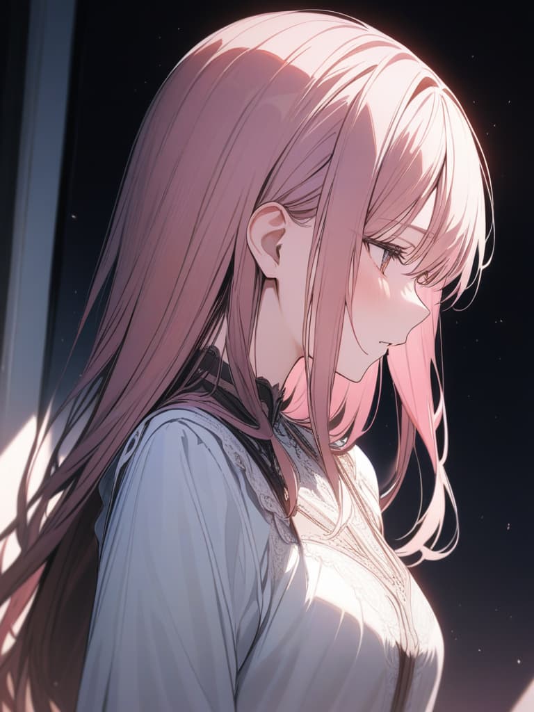  Pink hair, green, long hair, white dress, masterpiece, best quality,8k,ultra detailed,high resolution,an extremely delicate and beautiful,hyper detail