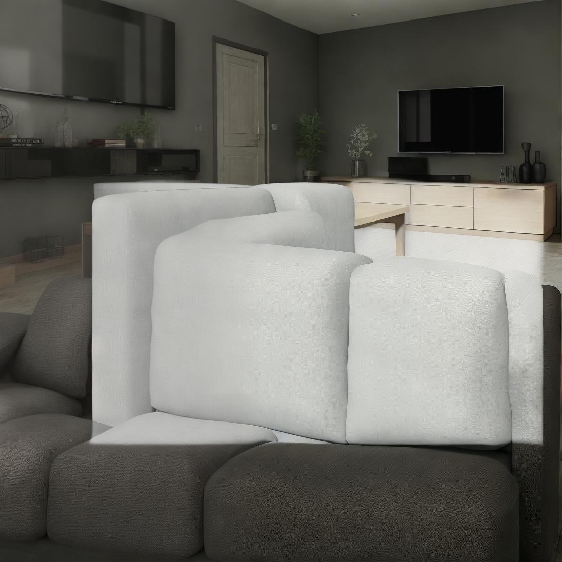  ((tv)), modern, modernity, a living room with a gray couch and pillows, main colour black