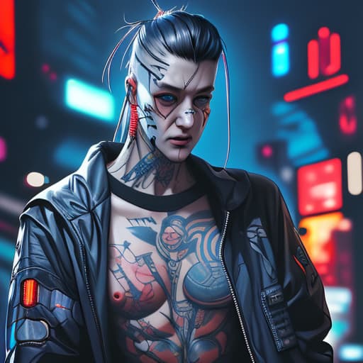  Digital tatoos of cyberpunk man