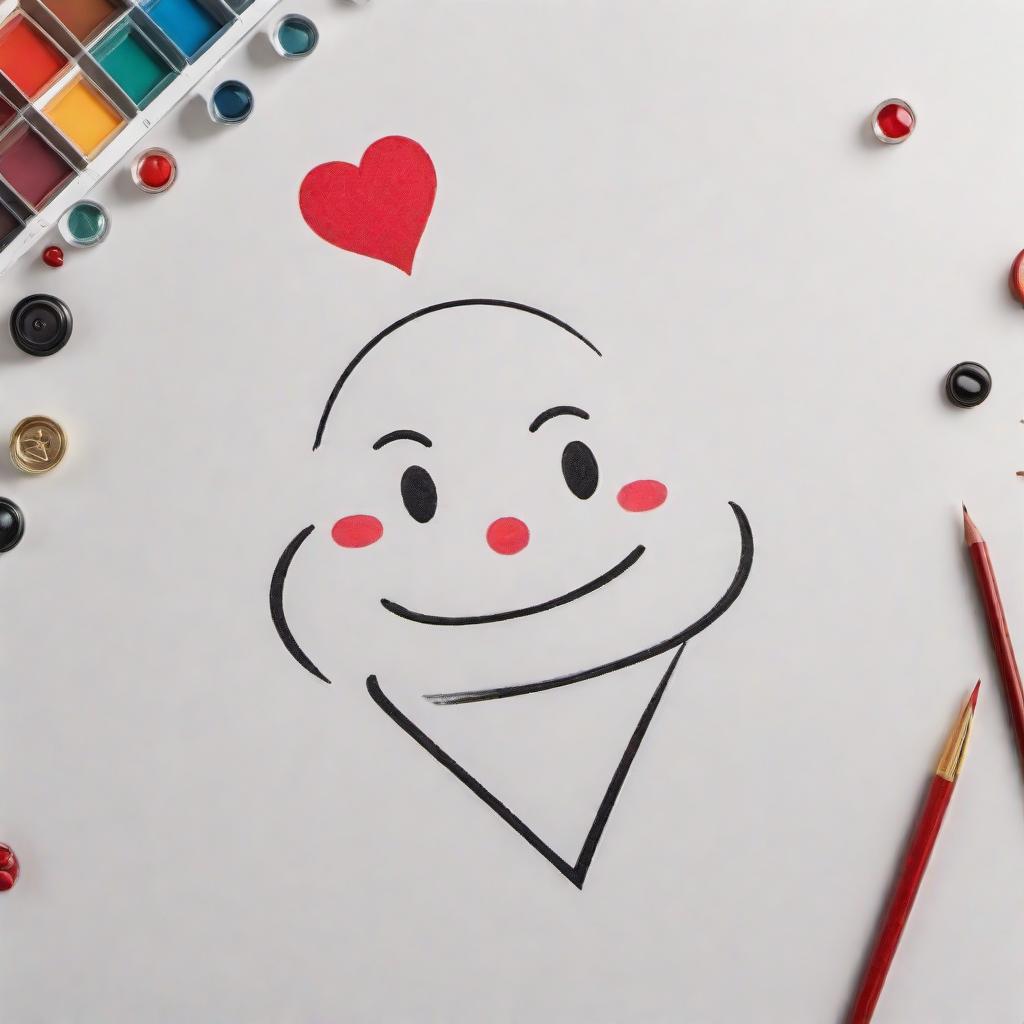  A simple sketch of a Happy Heart emoji. The heart should have a cheerful and joyous expression, with a big smile and wide, twinkling eyes. It should radiate happiness and positivity. hyperrealistic, full body, detailed clothing, highly detailed, cinematic lighting, stunningly beautiful, intricate, sharp focus, f/1. 8, 85mm, (centered image composition), (professionally color graded), ((bright soft diffused light)), volumetric fog, trending on instagram, trending on tumblr, HDR 4K, 8K