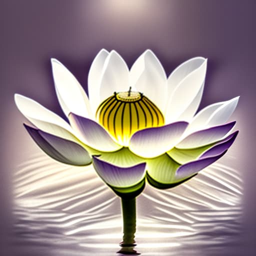 estilovintedois Image of 1 white transparency lotus flower in heaven with serenity tone and holy spirituality mood lots of ray above