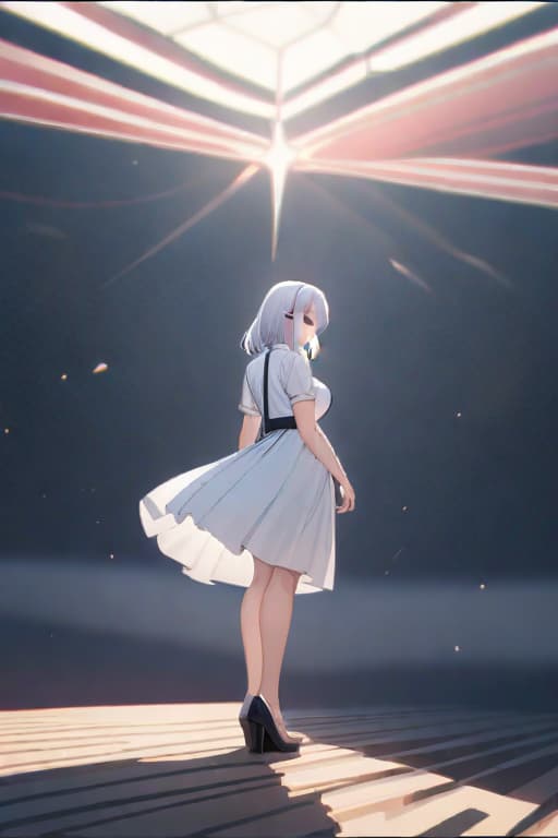  Back view of white haired elf flower field hyperrealistic, full body, detailed clothing, highly detailed, cinematic lighting, stunningly beautiful, intricate, sharp focus, f/1. 8, 85mm, (centered image composition), (professionally color graded), ((bright soft diffused light)), volumetric fog, trending on instagram, trending on tumblr, HDR 4K, 8K