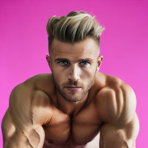 portrait+ style Russian queer fitness model blonde hunk dilf dude face