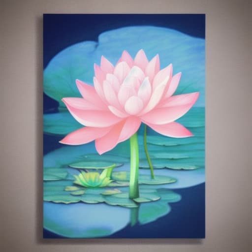  Image of 1 white lotus flower in heaven with serenity tone and holy spirituality mood create overall image in very lovely pastel palette