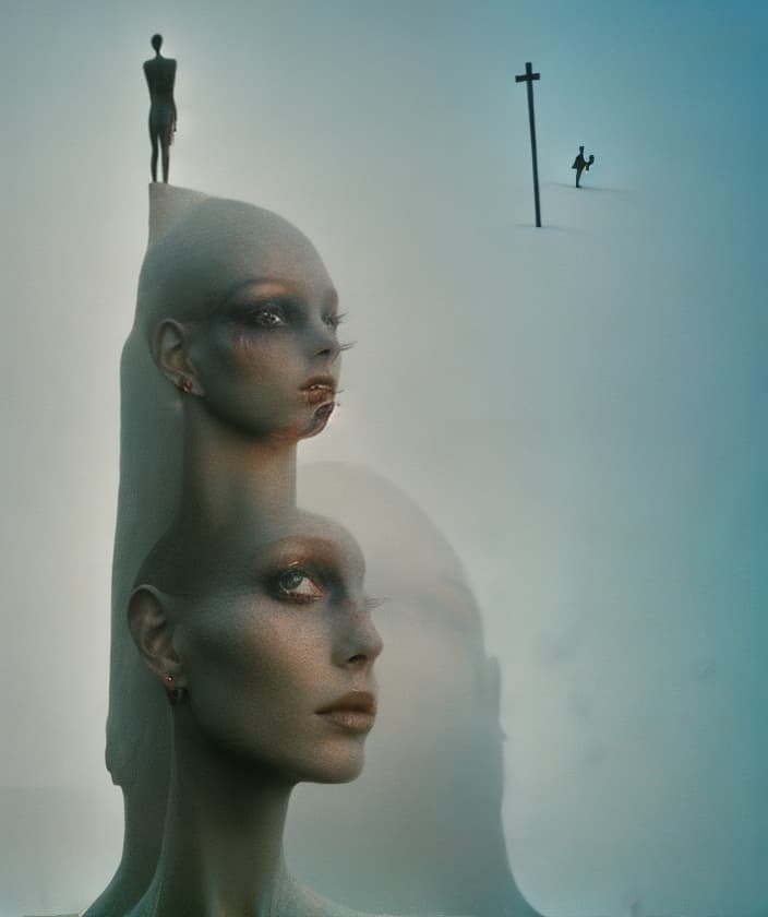 portrait+ style mannequins Beksiński eye pain fear emotions death time cry hourglass