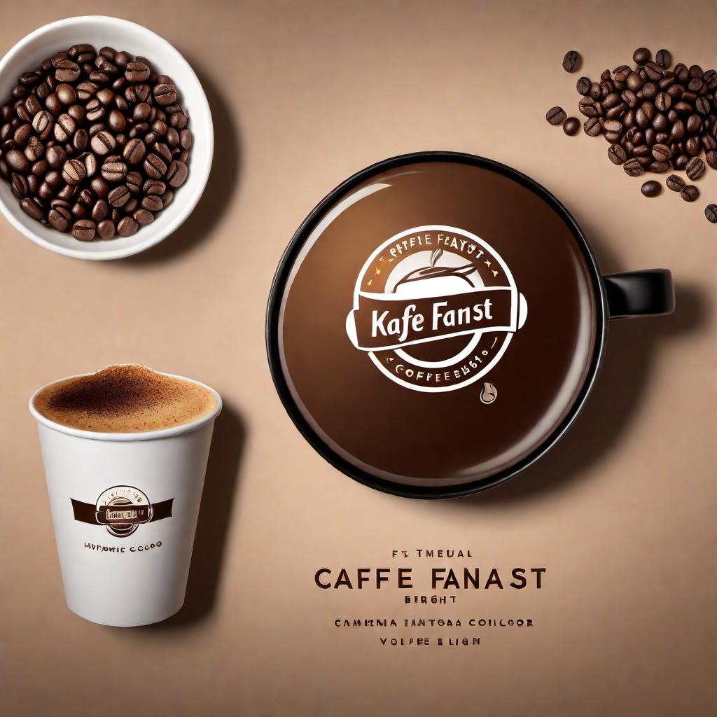  A logo for a coffee shop called 'Kaffe Fantast'. The logo should include elements such as a coffee cup and coffee beans. A modern and minimalist style with a warm color scheme, including shades of brown and cream. The text 'Kaffe Fantast' should be prominently displayed in a stylish but readable font. hyperrealistic, full body, detailed clothing, highly detailed, cinematic lighting, stunningly beautiful, intricate, sharp focus, f/1. 8, 85mm, (centered image composition), (professionally color graded), ((bright soft diffused light)), volumetric fog, trending on instagram, trending on tumblr, HDR 4K, 8K