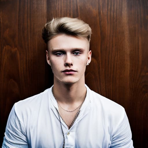 portrait+ style Russian queer twink blonde hunk dude face