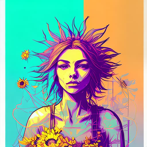 nvinkpunk whimsical nature sunflower vibrant