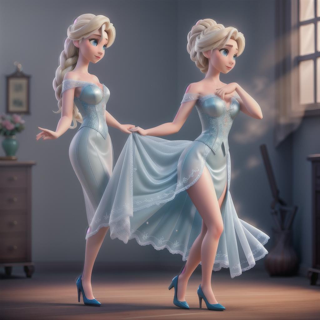  Elsa doing a flip hyperrealistic, full body, detailed clothing, highly detailed, cinematic lighting, stunningly beautiful, intricate, sharp focus, f/1. 8, 85mm, (centered image composition), (professionally color graded), ((bright soft diffused light)), volumetric fog, trending on instagram, trending on tumblr, HDR 4K, 8K