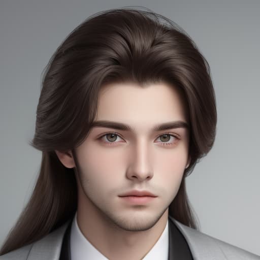  masterpiece, best quality, photo of a young man with long hair, headshot, male, no beard, looking straight ahead. frontal lighting.