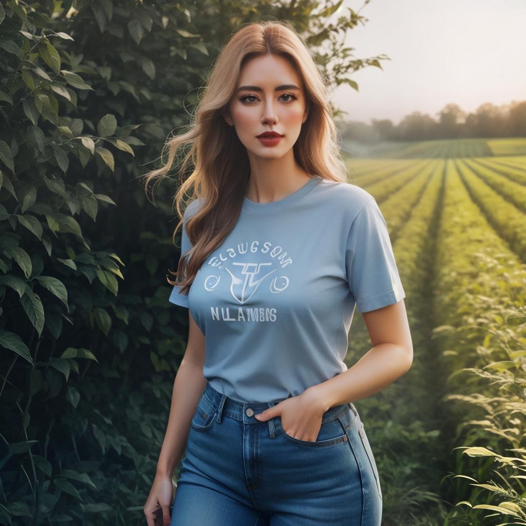  a beautiful American girl in farm, jeans and tshirt hyperrealistic, full body, detailed clothing, highly detailed, cinematic lighting, stunningly beautiful, intricate, sharp focus, f/1. 8, 85mm, (centered image composition), (professionally color graded), ((bright soft diffused light)), volumetric fog, trending on instagram, trending on tumblr, HDR 4K, 8K