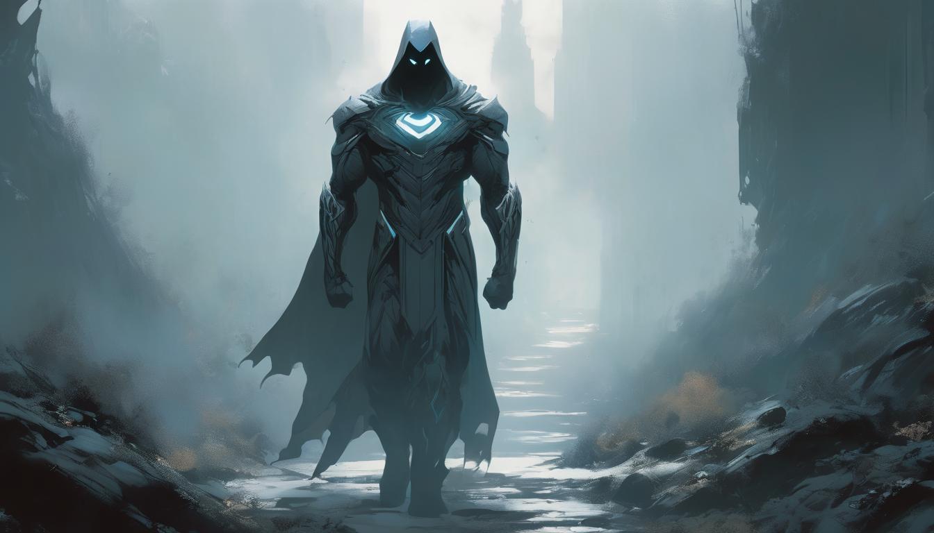  hyperrealism,fantasy aesthetica figure walking a narrow, winding path, shadows and fog around, yet a distant light guiding, symbolism of resistance, journey, perseverance, high tech clothing clad in sleek, futuristic costume with metallic accents and form fitting designs, marvel superhero comics style, unreal engine rendering