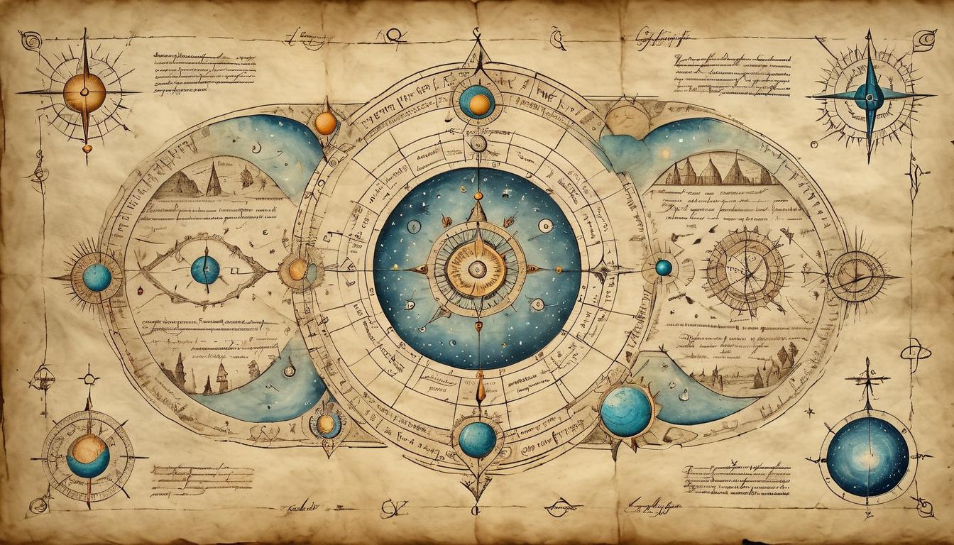  on parchment, surrealism+++, Detailed map unfurling, ancient parchment, inked with alchemical symbols and cosmic alignments, glowing softly, intricate, mystical(mysterious, provocative, symbolic,muted color)+++