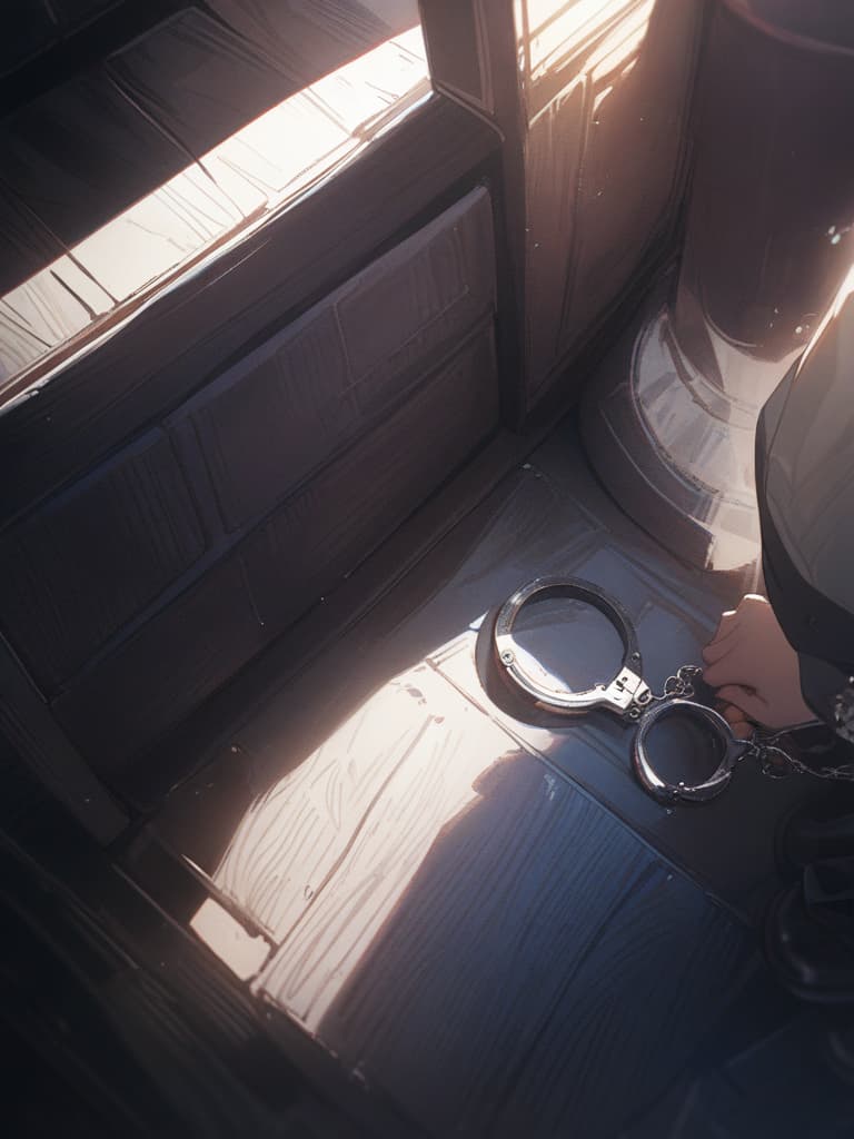  Catch, handcuffs, long, whole body, facing down, from above, masterpiece, best quality,8k,ultra detailed,high resolution,an extremely delicate and beautiful,hyper detail