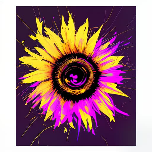 nvinkpunk Sunflower in swirling paint with swirl background