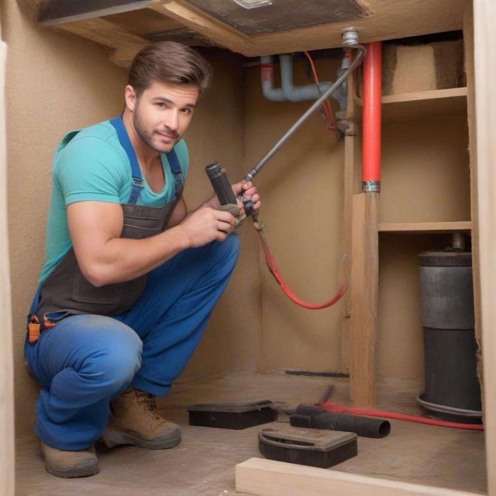  Picture a plumbing-welder making repairs in the apartment