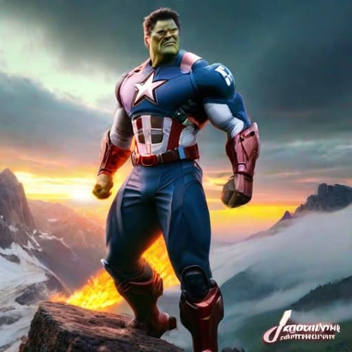  Hulk,Avengers Alliance hyperrealistic, full body, detailed clothing, highly detailed, cinematic lighting, stunningly beautiful, intricate, sharp focus, f/1. 8, 85mm, (centered image composition), (professionally color graded), ((bright soft diffused light)), volumetric fog, trending on instagram, trending on tumblr, HDR 4K, 8K