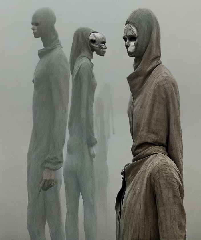 portrait+ style mannequins Beksiński pain fear guillotine chessboard death time cry rain