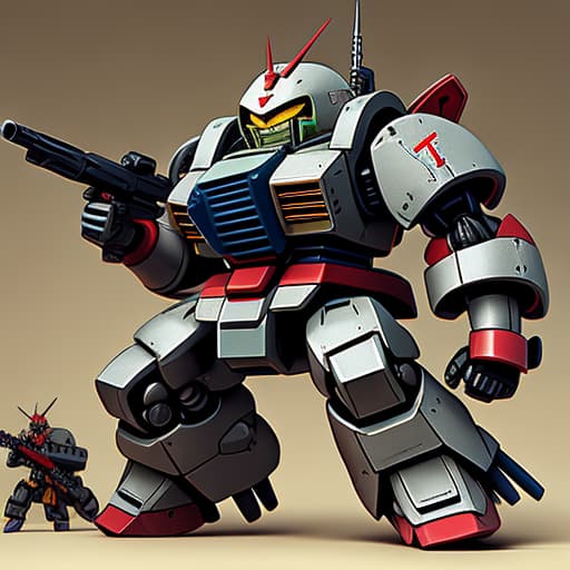  Combine Zaku and Gundam, give them a full-on bad guy feel, and give them lots of weapons. Robot.