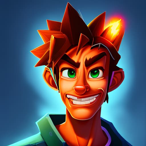 portrait+ style crash Bandicoot queer face