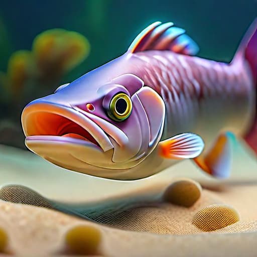  Barracuda fish,pixar character ,pixar style, funny creature from parallel reality, (best quality), (masterpiece), (best lighting), (high detailed skin:1.0),( detailed eyes), 8k uhd, dslr, soft lighting, best quality, film grain, Fujifilm XT3, crazy salmon fish,side view, mounted on the wall hyperrealistic, full body, detailed clothing, highly detailed, cinematic lighting, stunningly beautiful, intricate, sharp focus, f/1. 8, 85mm, (centered image composition), (professionally color graded), ((bright soft diffused light)), volumetric fog, trending on instagram, trending on tumblr, HDR 4K, 8K