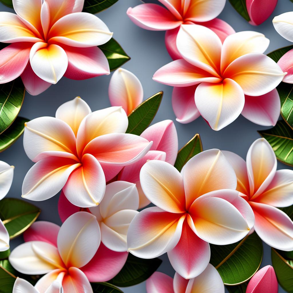  A beautiful plumeria flower composed of gemstones. The petals of the flower are made using a combination of round-cut stones and trillion-cut stones, with the round-cut stones forming the edges and the trillion-cut stones creating the inner parts of each petal. The gemstones should sparkle and reflect light, creating a luxurious and radiant effect. hyperrealistic, full body, detailed clothing, highly detailed, cinematic lighting, stunningly beautiful, intricate, sharp focus, f/1. 8, 85mm, (centered image composition), (professionally color graded), ((bright soft diffused light)), volumetric fog, trending on instagram, trending on tumblr, HDR 4K, 8K