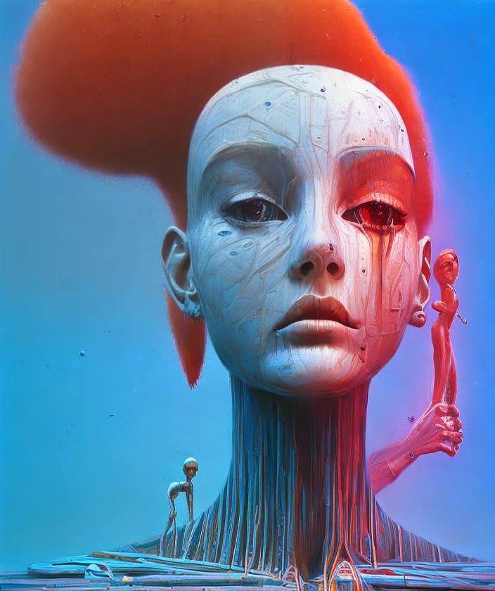 portrait+ style mannequins Beksiński eye pain fear emotions death time cry hourglass