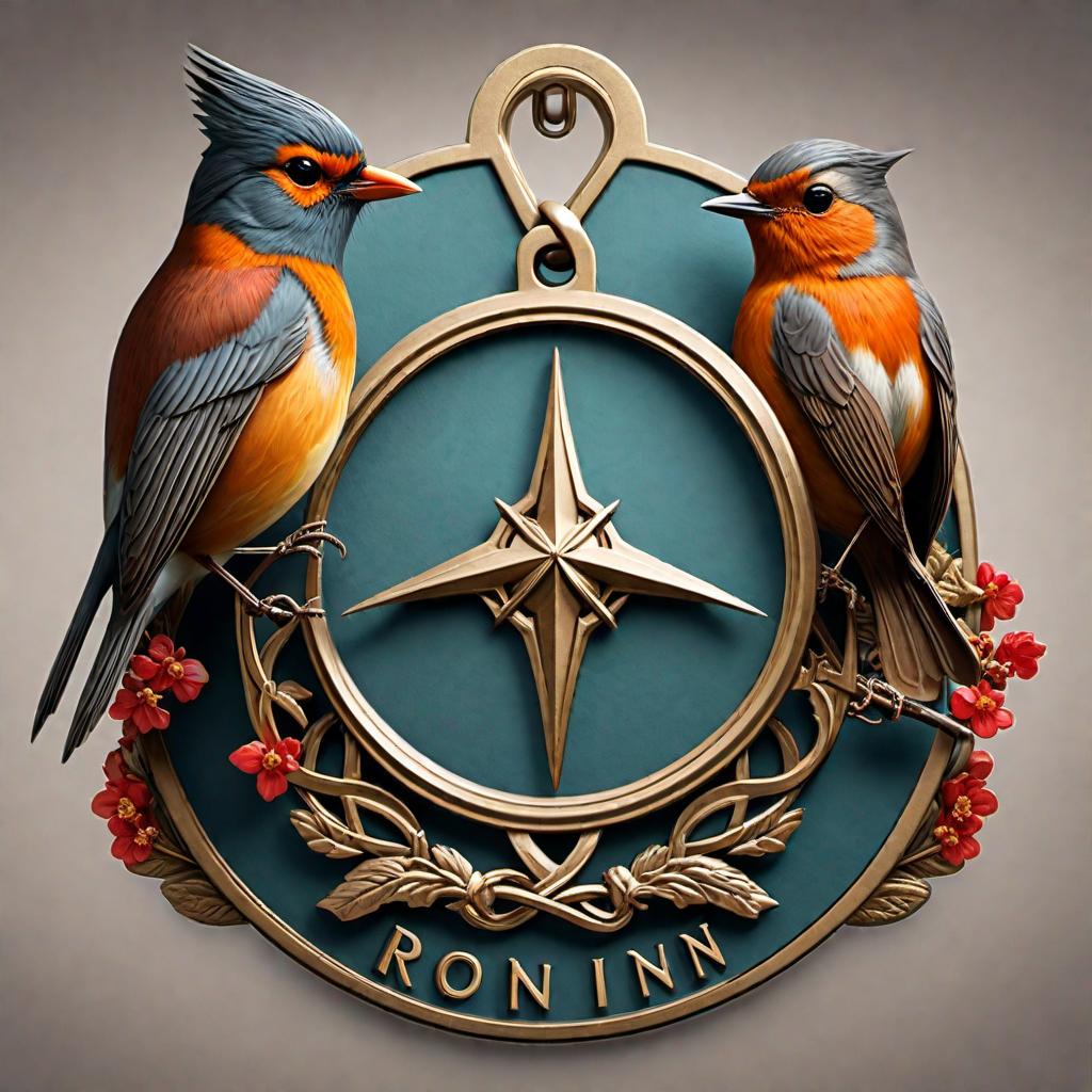  Create a design for a front car tag featuring the names Robert, Tacha, Robynn, and Matt with illustrations of robins and infinity signs. The design should be visually appealing and suitable for a car tag. Include elements that symbolize unity and infinity. hyperrealistic, full body, detailed clothing, highly detailed, cinematic lighting, stunningly beautiful, intricate, sharp focus, f/1. 8, 85mm, (centered image composition), (professionally color graded), ((bright soft diffused light)), volumetric fog, trending on instagram, trending on tumblr, HDR 4K, 8K