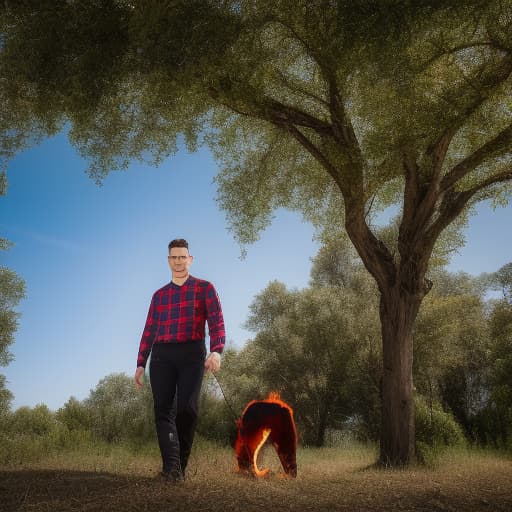 portrait+ style portrait+ style, Caucasian, , male, avarage hight, black spiky hair, sungles, red and black shirt with a pentecle on the , red gloves and boots, fire powers , ultra realistic, hyper detail, Canon EOS R3, nikon, f/1.4, ISO 200, 1/160s, 8K, RAW, unedited, symmetrical balance, in-frame, HDR 4K