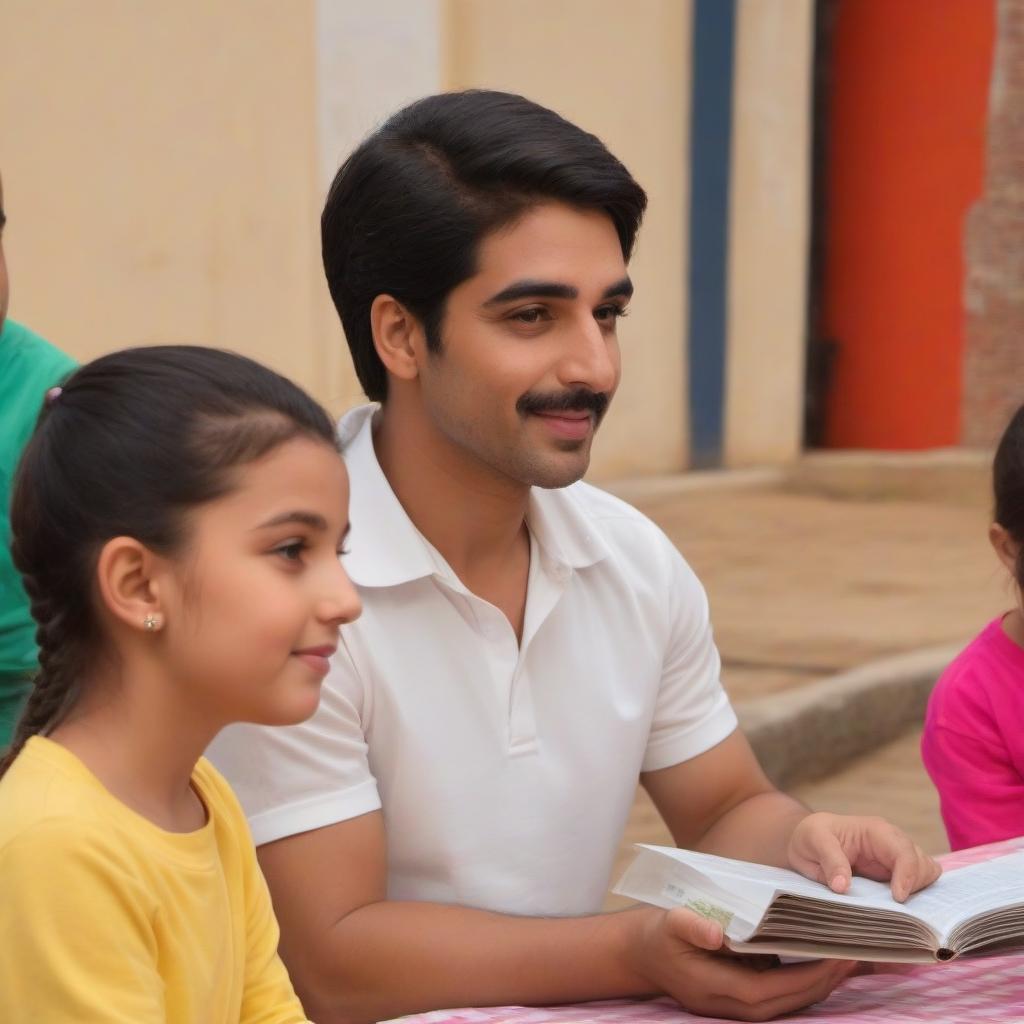  A man sits in grade 1 with children