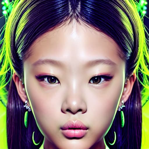  Jennie Kim beautiful green alien 16k, cinematic, hyperrealistic, photorealistic Beautiful , full body, , poses