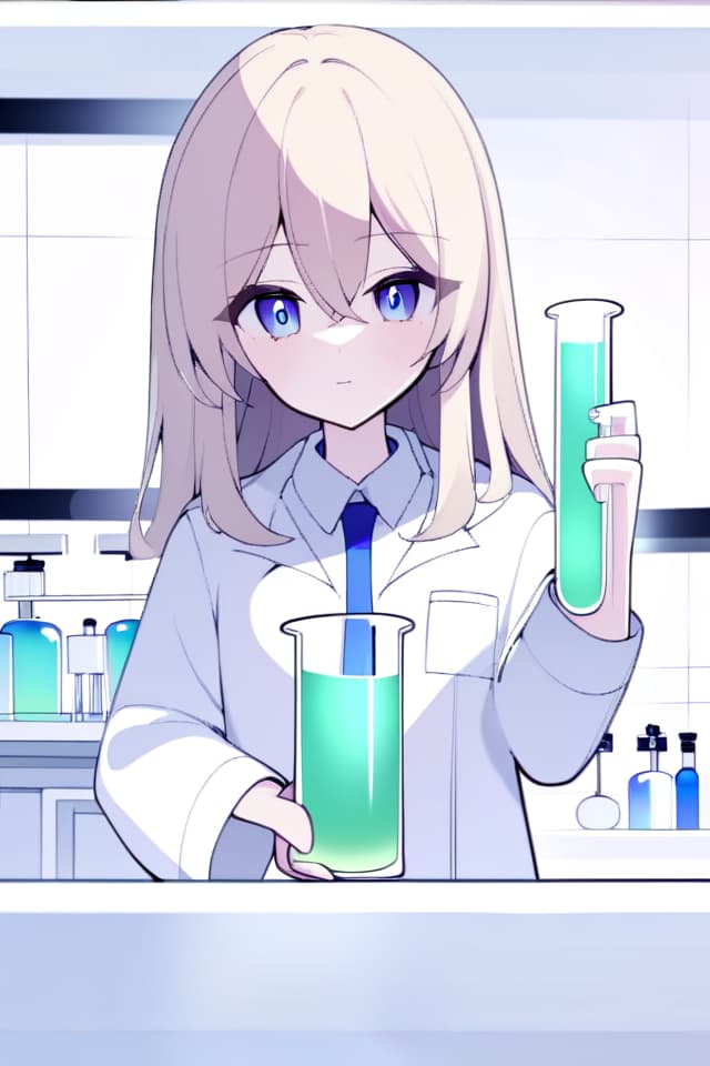  Chemist's hand holding a beaker、1girl