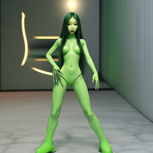  Jennie Kim beautiful green alien Beautiful , full body, , poses