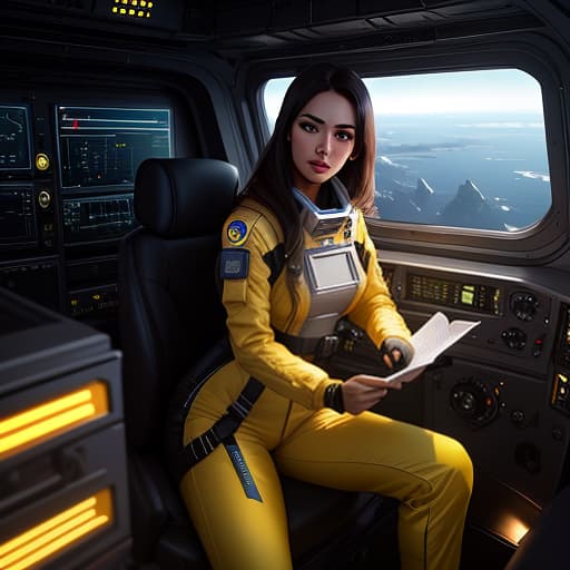  Woman, perfect face, full body, tight yellow space suit, fly in weightlessness, near porthole, space ship,, modelshoot style, (extremely detailed CG unity 8k wallpaper), professional majestic oil painting by Ed Blinkey, Atey Ghailan, Studio Ghibli, by Jeremy Mann, Greg Manchess, Antonio Moro, trending on ArtStation, trending on CGSociety, Intricate, High Detail, Sharp focus, dramatic, photorealistic painting art by midjourney and greg rutkowski hyperrealistic, full body, detailed clothing, highly detailed, cinematic lighting, stunningly beautiful, intricate, sharp focus, f/1. 8, 85mm, (centered image composition), (professionally color graded), ((bright soft diffused light)), volumetric fog, trending on instagram, trending on tumblr, HDR 4K, 8K