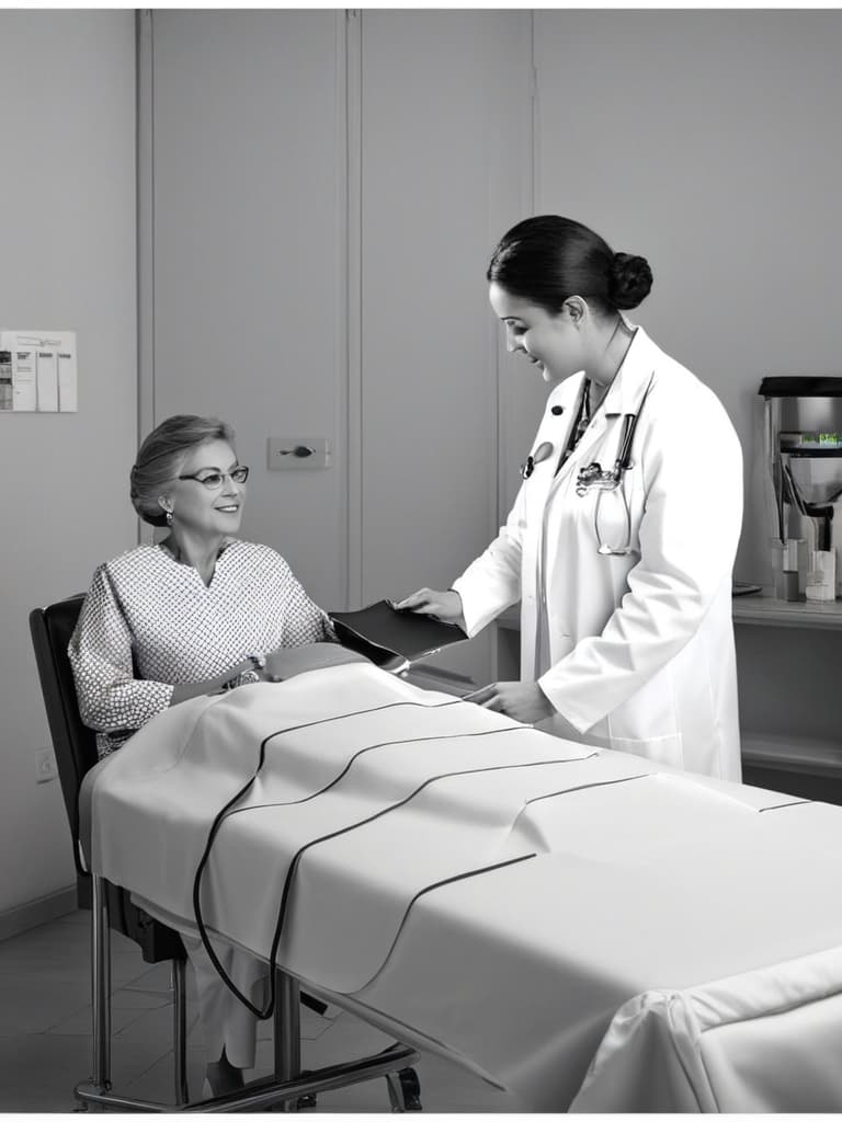  Doctor examines a patient during a routine health check up.