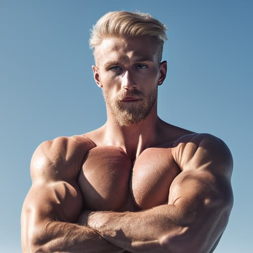 portrait+ style Russian queer fitness model blonde hunk dilf dude face