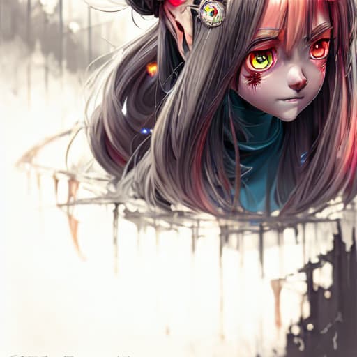 a photo of ddfusion style a comic potrait of a female necromamcer with big and cute eyes, fine face, realistic shaded perfect face, fine details. night setting. very anime style. realistic shaded lighting poster by ilya kuvshinov katsuhiro, magali villeneuve, artgerm, jeremy lipkin and michael garmash, rob rey and kentaro miura style, trending on art station