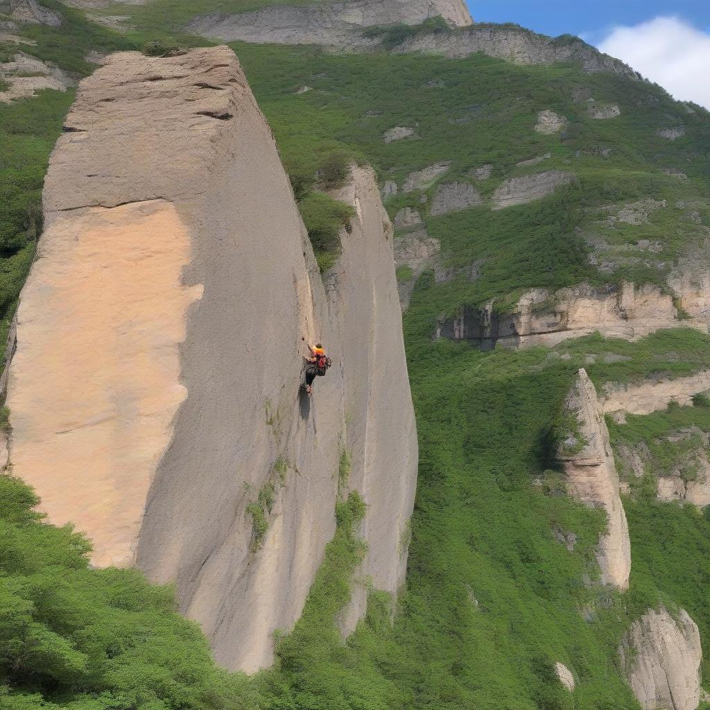  The image of climbers, which slowly but persistently climbs up the rock.In the picture you can show how climbing overcomes difficulties