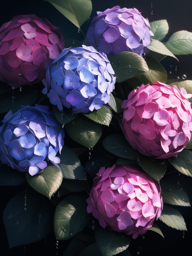  masterpiece,Realistic,(((Water droplet photo))),(((Spherical water droplet))),(((Landscape in water droplet: hydrangea))),jet black background, masterpiece, best quality,8k,ultra detailed,high resolution,an extremely delicate and beautiful,hyper detail