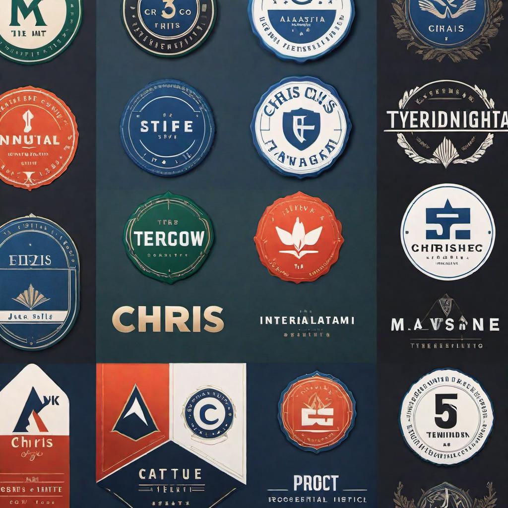  A collection of AI-generated logos for a project named 'Chris'. Each logo features unique, modern designs with variations in elements, colors, and styles: 1. A minimalist, sleek design in blue and white color scheme, featuring the name 'Chris' integrated with a simple geometric shape. 2. A vintage-inspired logo with a decorative font and earthy tones like brown, beige, and green. The name 'Chris' is encased in a retro badge. 3. A contemporary design with vibrant colors such as red, orange, and yellow, featuring the name 'Chris' intertwined with abstract art elements. 4. A professional and sophisticated logo in monochrome black and white, with the name 'Chris' written in a clean, bold font, accompanied by a subtle emblem or icon. 5. A playf hyperrealistic, full body, detailed clothing, highly detailed, cinematic lighting, stunningly beautiful, intricate, sharp focus, f/1. 8, 85mm, (centered image composition), (professionally color graded), ((bright soft diffused light)), volumetric fog, trending on instagram, trending on tumblr, HDR 4K, 8K