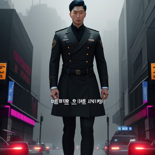  I want a novel cover about a Korean man who works as a policeman during the day and as the leader of a secret organization at night. hyperrealistic, full body, detailed clothing, highly detailed, cinematic lighting, stunningly beautiful, intricate, sharp focus, f/1. 8, 85mm, (centered image composition), (professionally color graded), ((bright soft diffused light)), volumetric fog, trending on instagram, trending on tumblr, HDR 4K, 8K