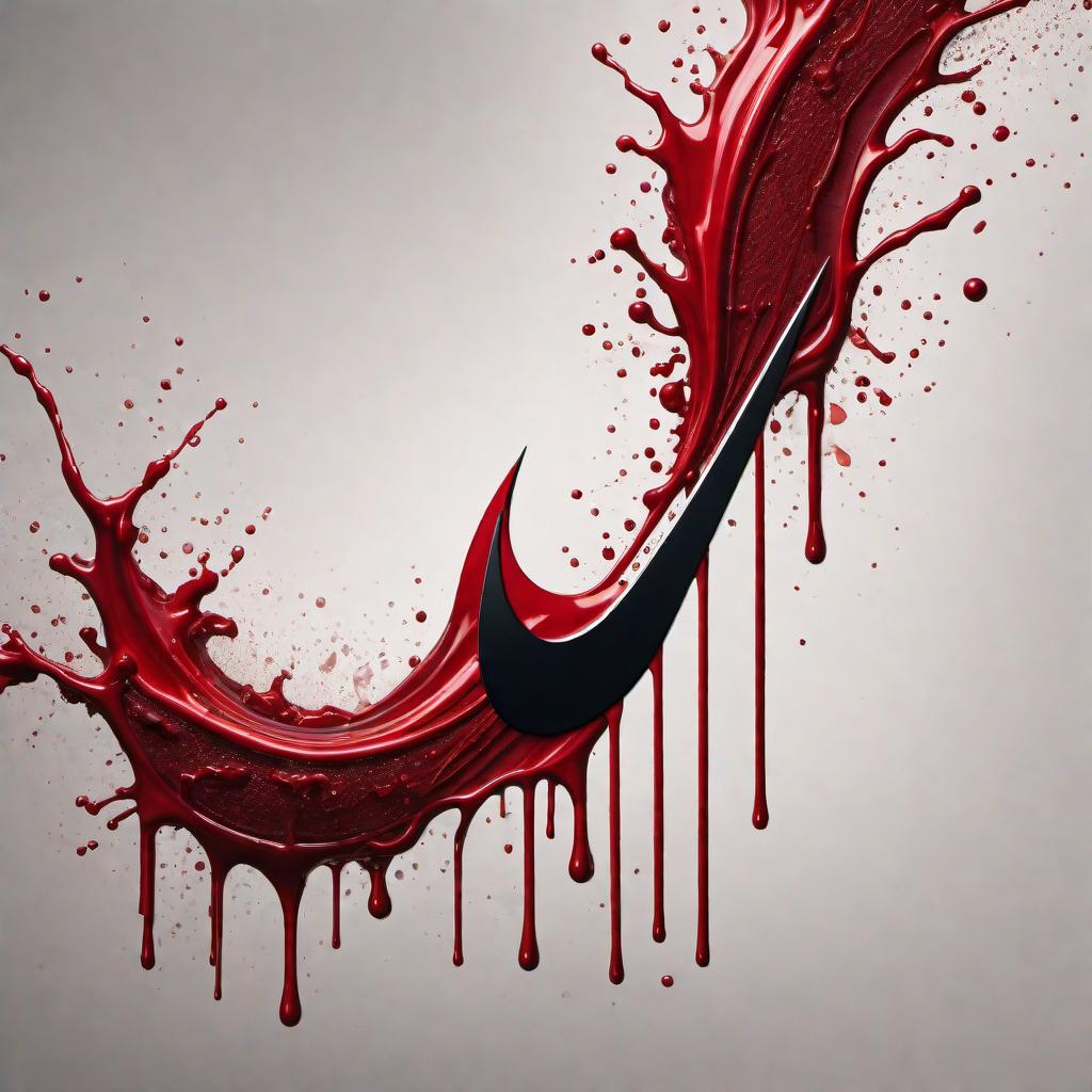  A Nike logo with blood drips coming from the side. The design should be sleek, modern, and convey a sense of intensity and edginess. The blood drips should look realistic and blend artistically with the black Nike swoosh. hyperrealistic, full body, detailed clothing, highly detailed, cinematic lighting, stunningly beautiful, intricate, sharp focus, f/1. 8, 85mm, (centered image composition), (professionally color graded), ((bright soft diffused light)), volumetric fog, trending on instagram, trending on tumblr, HDR 4K, 8K