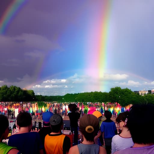  People have come to watch the rainbow