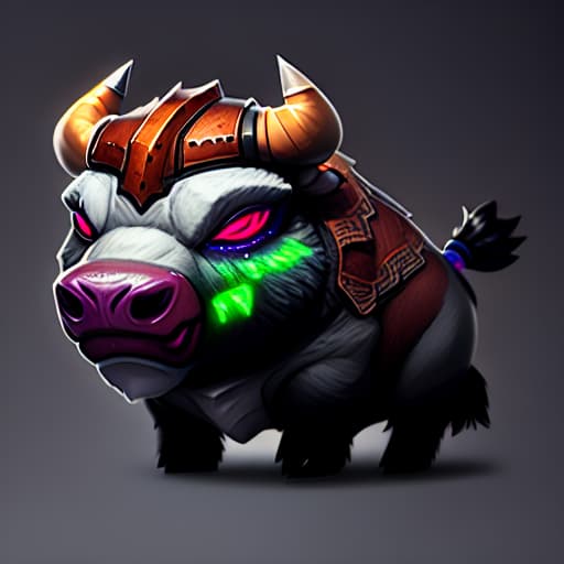  bull gaming mini character hyperrealistic, full body, detailed clothing, highly detailed, cinematic lighting, stunningly beautiful, intricate, sharp focus, f/1. 8, 85mm, (centered image composition), (professionally color graded), ((bright soft diffused light)), volumetric fog, trending on instagram, trending on tumblr, HDR 4K, 8K